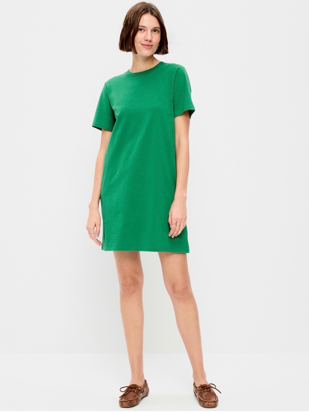Vintage Crew Neck Mini T Shirt Dress Emerald Green 2X New with Tags